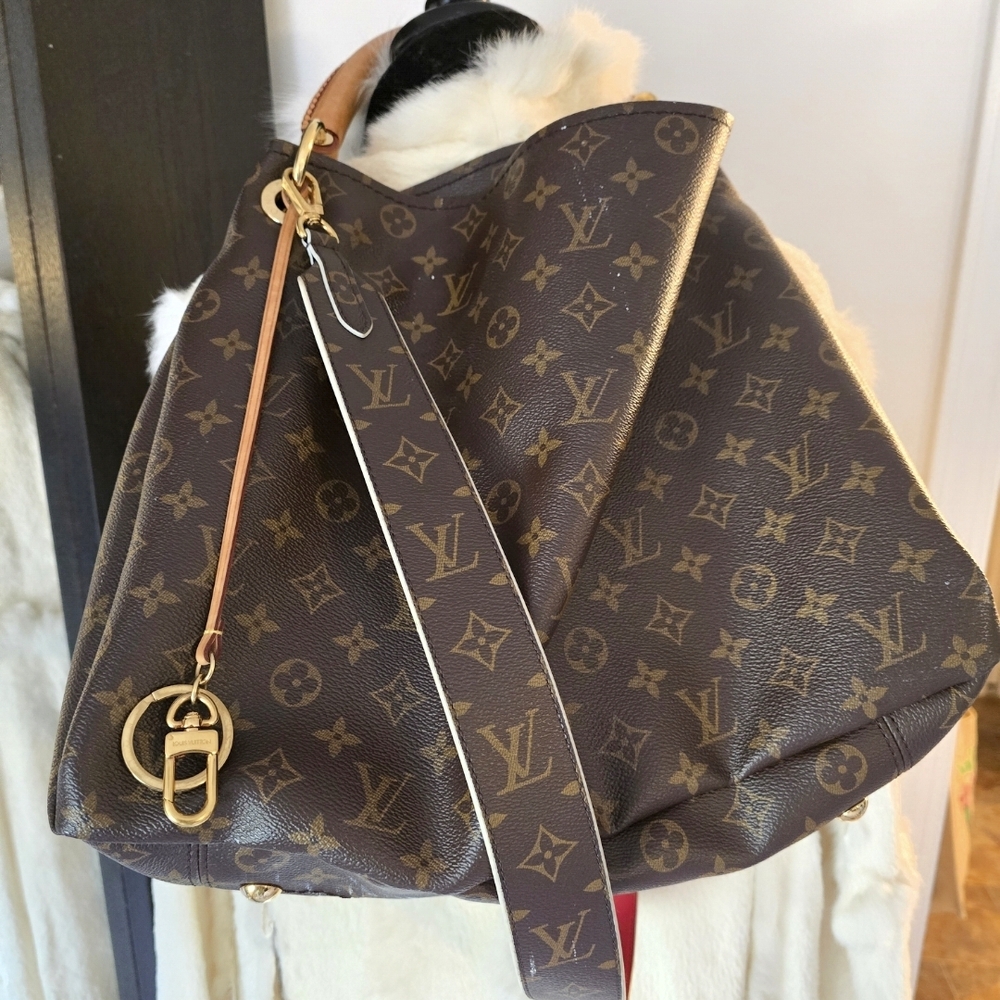 Louis Vuitton Brown Monogram Shoulder Bag with Gold Hardware